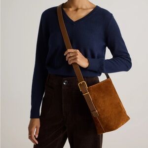 Quince Crossbody Bucket Bag Suede